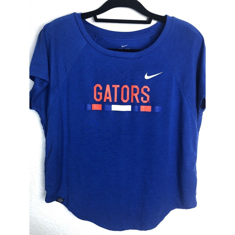Nike Tee Size M Florida Gators Over Sized Cropped T-shirt Blue Logo Dri-fit